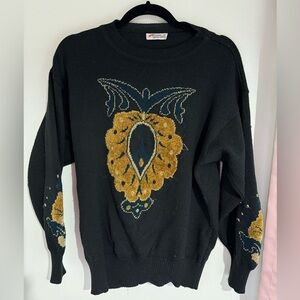 Vintage black detailed fall sweater size 10